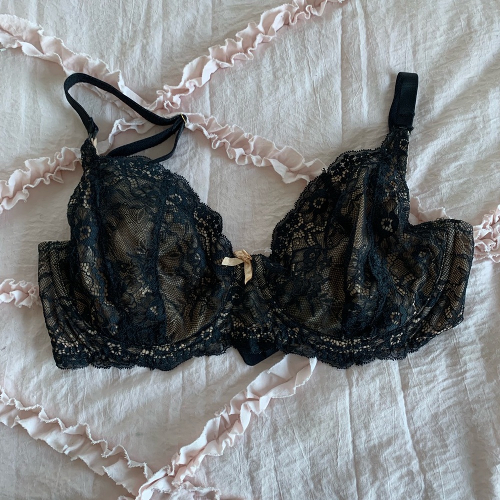 Rosie Pope nursing bra 36D black with nude underneath lace
